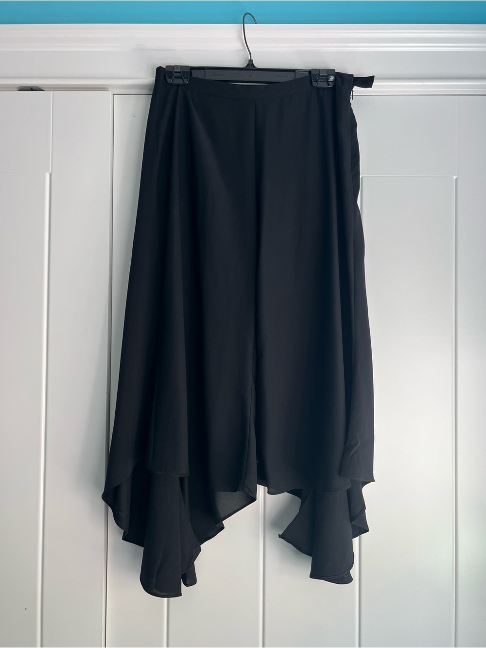 Black Asymmetrical Dressy Summer Pants
